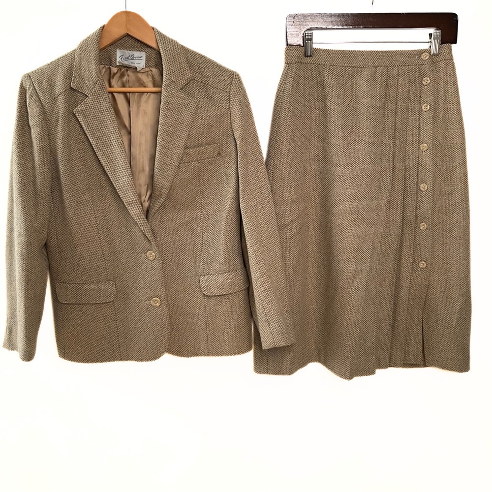 First Avenue 2PC Blazer Skirt Set Women SZ 10 Interview Academia Collegiate Work